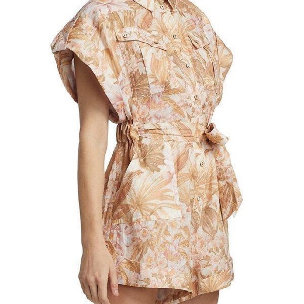 Tropical Print Button-Up Romper